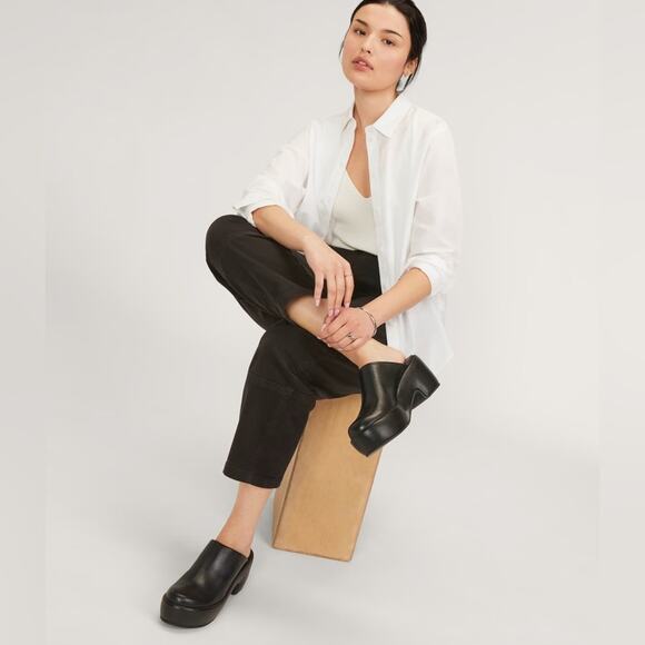 EVERLANE The Puffa Clog 100% Leather Black Slip On Platform Chunky Comfort 5.5 - Picture 6 of 13